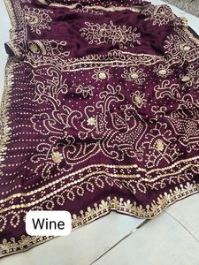Beautiful Launching Pure Soft Georgette with Bandhani Patola Print on Heavy <b>Gota</b> Patti Work Formal Party Saree with Blouse - Product Image 6