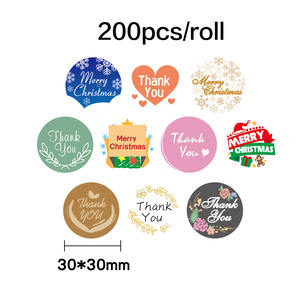 200PCS/ROLL Christmas Thank You <b>Stickers</b> - Product Image 2