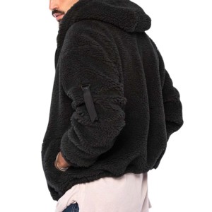 Full Zip Custom Printed 100% Cotton Oversized Thermal Ultra Soft Warm Winter <b>Sherpa</b> Fleece <b>Hoodie</b> for <b>Men</b> - Product Image 5