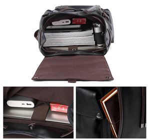 IStapromo Gifts Men PU Leather <b>Backpack</b> for <b>Laptop</b> Male Business Mochilas Couro Masculina Motorcycle Back Pack Travel - Product Image 4