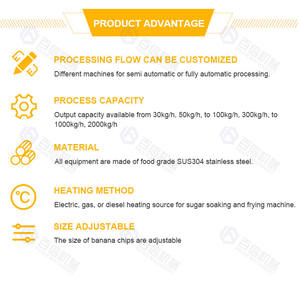 Ligne de production de chips de banane plantain entièrement automatique/semi-automatique Baixin 50-1000 kg/h avec friteuse en acier inoxydable de haute qualité - Product Image 6