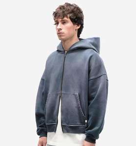 Más de moda nueva adición 2025 hombres algodón pesado grueso de gran tamaño gota hombro sudadera Boxy Fit algodón sudaderas con capucha para hombres - Product Image 2
