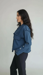 SIERRA : Edgy Chic Fringe-Chaqueta vaquera recortada detallada - Product Image 3