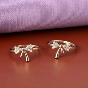 NOVAMART Fine Hallmarked 925 <b>Silver</b> Fashion <b>Toe</b> <b>Ring</b> with Bow Design Gift for Her Wholesale Export - Product Image 2