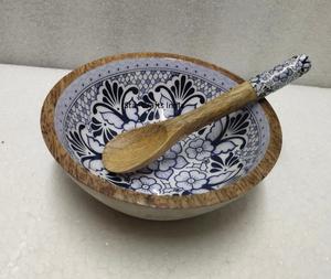 Vajilla de mesa, ensaladera de madera impresa, nuevo diseño, cuenco para servir, cuenco hecho a mano para el jardín del hogar, utensilios de cocina personalizados - Product Image 4