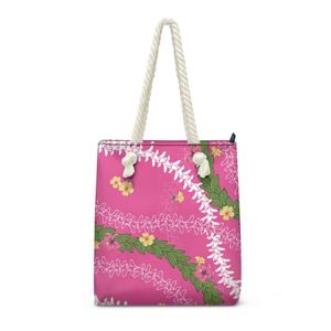 Hawaiian Puakenikeni Hibiscus Pattern PU Material Sac fourre-tout pour femme avec corde Bandoulière Beach Fashion Trendy - Product Image 1