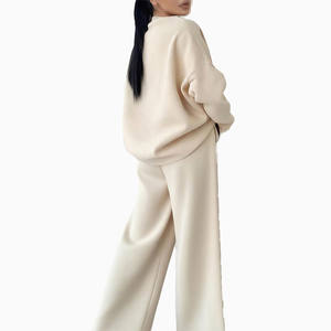 Sudadera Extra Grande de Felpa para Mujer y Pantalones Anchos, Diseño Liso o con Pedrería, Ropa Casual para Descansar, Venta al por Mayor - Product Image 3