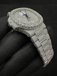 Montre en moissanite, montre de luxe en moissanite, montre en diamant moissanite VVS1, sertie de diamants, testée par un testeur de diamants, squelette pour homme, lunette personnalisée - Product Image 4