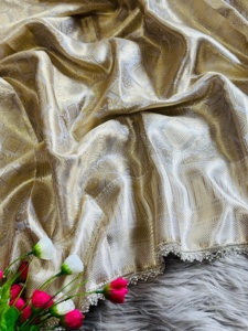 Vêtements de fête de bonne qualité soie Banarasi luxueuse dans l'Antique Zari Saree approvisionnement en gros d'usine - Product Image 4