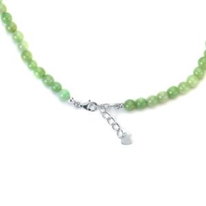 Collier fin à perles de type jadeite aquatique et topaze blanche en argent sterling avec pendentif feuille à clipser 203,54 carats - Product Image 3