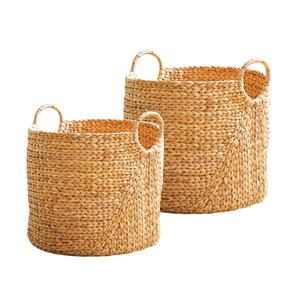 Cesta de lavandería redonda vietnamita elegante con asas para lavandería y artículos para el hogar organizador de lavandería - Product Image 1