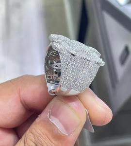 แหวนเพชรมอยส์ซอไนต์สไตล์ฮิปฮอปเงินแท้ปรับแต่ง925ได้ตามต้องการดีไซน์สัญลักษณ์ดอลลาร์ - Product Image 5