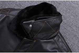 Chaqueta Bomber Unisex de Cuero Genuino de Piel de Vaca, con Revestimiento de Camuflaje, Cuello Redondo, Resistente al Viento e Impermeable, Estilo Urbano de Primavera - Product Image 5