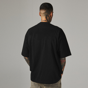 NUEVO Logotipo personalizado Boxy fit Hombres Camiseta de peso pesado Algodón 280gsm Rib cuello redondo Hombro caído Camisetas de gran tamaño para hombres - Product Image 4