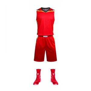 Conjunto de Uniforme Juvenil de Baloncesto de Malla de Poliéster Roja con Diseño Personalizado de Fábrica para Deporte - Product Image 6
