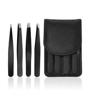 5 pièces pince à épiler les sourcils, ensemble de pinces à sourcils avec ciseaux et sac en cuir, ciseaux à épiler professionnels - Product Image 2