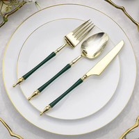Ensemble de couverts en or écologiques de qualité supérieure, 5 pièces, design élégant, réutilisables pour les hôtels de luxe, la restauration et les fêtes, prix raisonnable