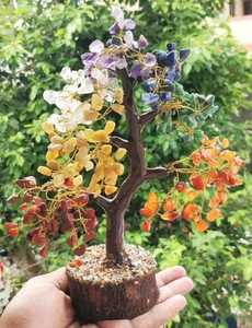 หินอัญมณีธรรมชาติชิป500 7จักระฮวงจุ้ยต้นคริสตัลทำด้วยมืออินเดียรูปแกะสลักคริสตัลบอนไซสำหรับตกแต่ง - Product Image 3