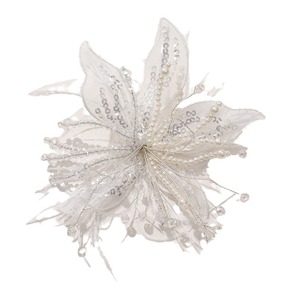 <span class=keywords><strong>Betty</strong></span> Pure dentelle blanche plume perle cristal <span class=keywords><strong>fleur</strong></span> couvre-chef clip dame chaussures décoration à la main et sac robe accessoires - Product Image 1