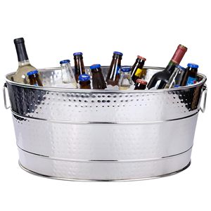 Bac à boisson ovale en acier inoxydable seau à glace et refroidisseur de boissons pour les fêtes bac à glace avec poignées seau à glace à bière Champagne - Product Image 5
