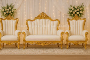 Trending Indian Wedding Furniture UK Royal Golden Throne Sofa Set DST Exports Luxury Asian Wedding Reception Stage Precio de fábrica - Product Image 2