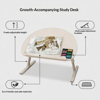 Bureau d'appoint pliable et réglable en bois d'hévéa en forme de pomme pour enfants, idéal pour la lecture, l'étude et l'utilisation d'ordinateur au chevet, dans la chambre ou à la maison