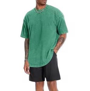 เสื้อยืดโอเวอร์ไซส์แบบฟอกสี 100% ผ้าฝ้าย วินเทจ ลุคสตรีทแวร์ คอกลม แขนสั้น สำหรับผู้ชาย เสื้อฟอกสี - Product Image 3