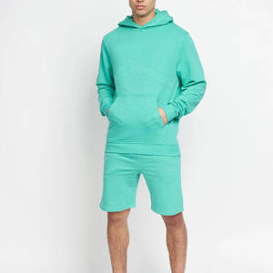 Ensemble short à capuche 100% coton unisexe pour hommes impression personnalisée de haute qualité motif solide survêtement grande taille respirant - Product Image 1