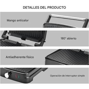 Grill électrique sans fumée, ouverture à 180°, plaque de cuisson double amovible, revêtement antiadhésif en PTFE, fonction de contrôle de la température - Product Image 4