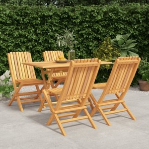 outdoor dining <b>table</b> teak wood <b>folding</b> and 4 chairs - Product Image 2