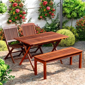 High-End <b>Foldable</b> Wooden Farmhouse Picnic <b>Table</b> Bench Chair Set Comfortable Eco-Friendly Durable Warehouse Apartment Villa - Product Image 1