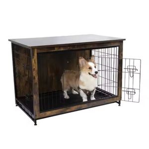 Cages de luxe en bambou pour chiens, style moderne, avec fermeture à bouton, design respirant - Product Image 1