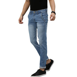 2025 Nueva Marca al por mayor rayas azules hombres diseño OEM ODM Denim Slim Fit Wear Jeans telas a granel para hombres - Product Image 1