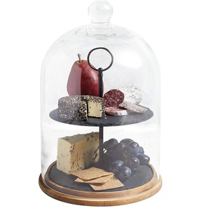 Modern Design Wood <b>Cake</b> Stand with Glass Lid Wholesale Manufacturer Custom Made Wooden <b>Cake</b> <b>Server</b> Stand with Glass Dome - Product Image 1