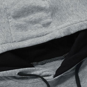 OEM Custom <b>Men</b> Hoodie Grey Heather Muscle Fit <b>Fleece</b> Pullover <b>Black</b> Contrast Hoody Factory Wholesale Low MOQ Bulk - Product Image 4