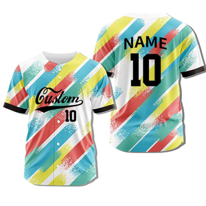 Maillots de baseball personnalisés en gros pour clubs, 100 % polyester, avec logo imprimé, respirants, à rayures, à séchage rapide, uniformes à manches courtes - Product Image 3
