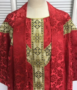 Chasuble de prêtre rouge sur mesure 2025 avec broderie en or et étole nouveau design pour père - Product Image 4