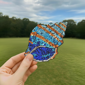 Patch thermocollant en PVC avec broderie de paillettes en forme de coquillage marin pour chapeaux et vêtements - Product Image 1