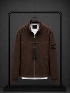 <b>Men's</b> <b>White</b> Cotton Puffer <b>Jacket</b> Stand Collar Zipper Closure Casual Knitted Solid Color Winter Wear Waterproof Nonwoven Front - Product Image 1
