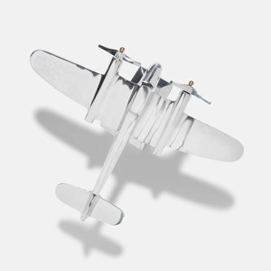 Sculpture d'avion en aluminium poli Modèle d'avion Décor vintage Biplan Ornement de bureau Cadeau de collection - Product Image 3