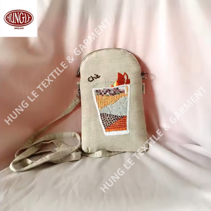 Vintage Unisex Stylish Short Length Crossbody Bag with Hand-Embroidered Multi-Shape Decorations <b>Canvas</b> Lining <b>Wallet</b> - Product Image 1