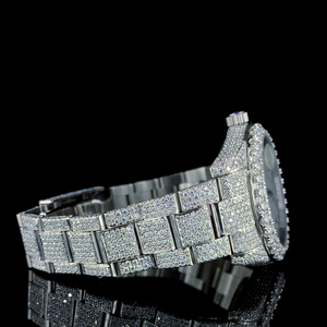 Luxury Premium Quality Fully Iced VVS Quality Moissanite Diamond <b>Watch</b> Hip Hop <b>White</b> Gold Plated Stainless Steel Quartz Analog - Product Image 2