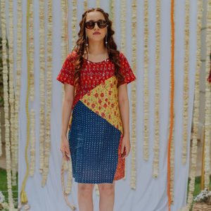 พิเศษผู้หญิงพิมพ์ลายดอกไม้หลายสีออกแบบแขนสั้นชุดมินิ - Product Image 1