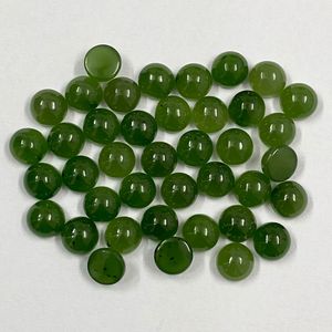 Piedras preciosas naturales de cabujón redondo de Jade nefrita, piedras preciosas Verdes Naturales, 3*3mm a 20*20mm, piedras preciosas sueltas con parte posterior plana, precios de fábrica - Product Image 2