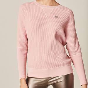 เสื้อสเวตเตอร์ลำลองแขนยาวสำหรับผู้หญิงเสื้อสเวตเชิ้ตลำลองผ้าฝ้ายสีทึบออกแบบได้ตามต้องการสำหรับ2026 - Product Image 4