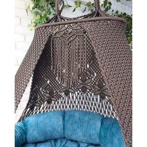 Silla Colgante de Macramé Hecha a Mano, Silla Hamaca de Hierro de Lujo con Cuerda de Algodón Artesanal - Product Image 3