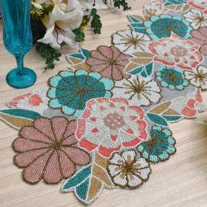 Handmade 14-Inch Round <b>Glass</b> <b>Coaster</b> American Style Elegant Stylish Green Beads Mats Pads Eco-Friendly Home Furnishing Product - Product Image 3