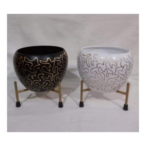 Jardinières et Pots avec support plaqué or, décoration de maison et de jardin, Pots de fleurs imprimés Meena à moindre coût - Product Image 2