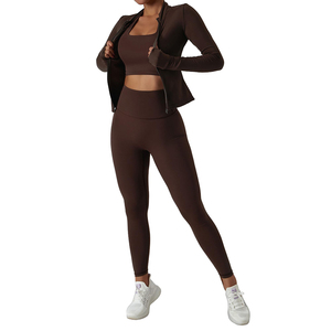 Ensembles de yoga respirants pour femmes - Tenues de sport de fitness à taille haute en 3 pièces (Spandex/Polyester) - Product Image 1