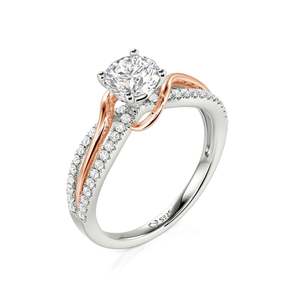 Anillo de compromiso Jeulia Amore de dos tonos con diamantes redondos retorcidos en oro rosa de 18 quilates - Product Image 2